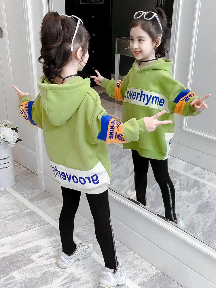 Girl's spring and autumn suit 2021 new CUHK child Han version thick cotton T Tong dress girl foreign access pants two sets of damp