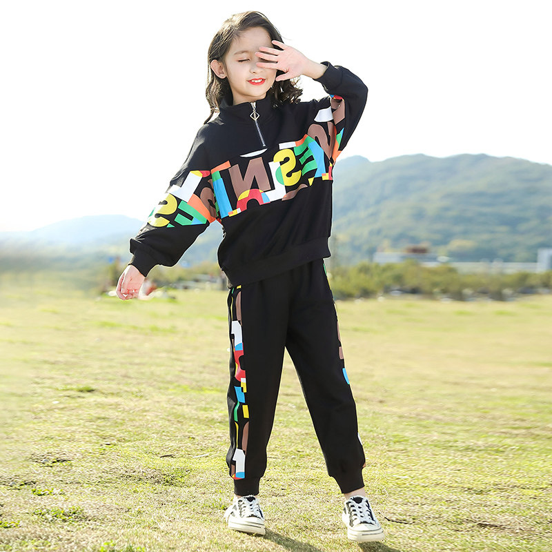 South Korean girls suit 2022 new spring autumn season fashion casual children Korean version of the trendy sports two suits