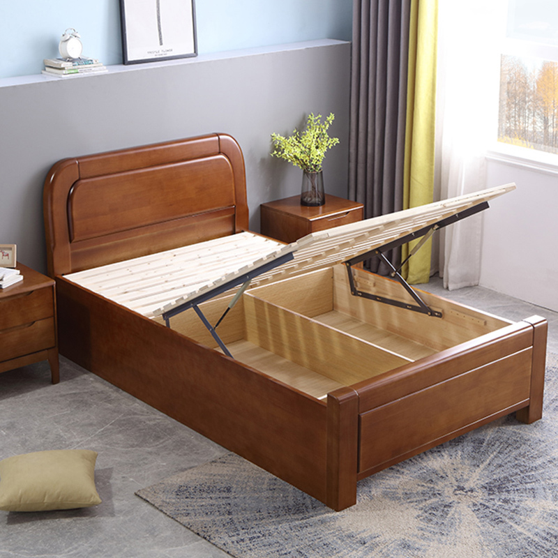 Single Bed 1.2m Solid Wood Bed 1.35m Children's Bed 1.2m Modern Simple Space-Saving Storage Bed 1.5m