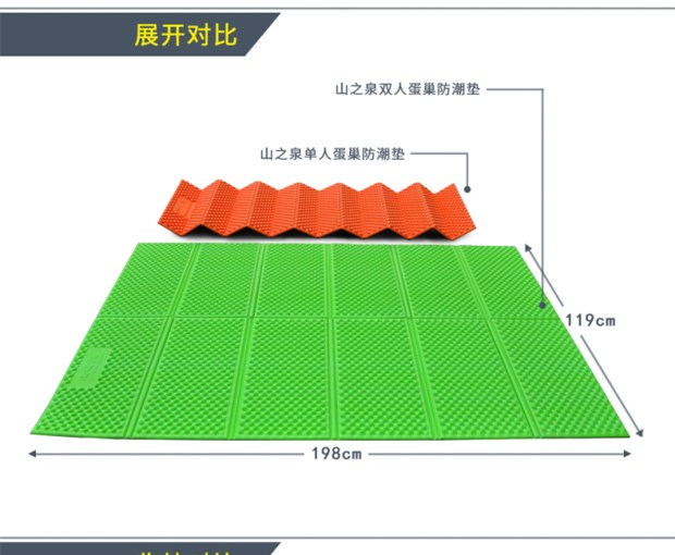 Mountain Spring Super Light Double Egg Nest Egg Khay Folding Moisture Đệm Leo Mat Cắm trại ngoài trời Lều ngủ - Thảm chống ẩm / Mat / Gối chiếu xốp cho bé