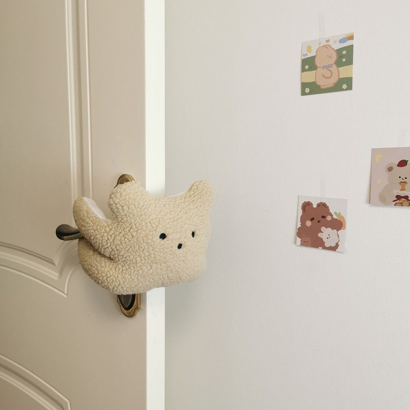 Korean in wind bear Lamb - fluff children's clamp - proof door door bar door - door handle hanging in baby room door handle