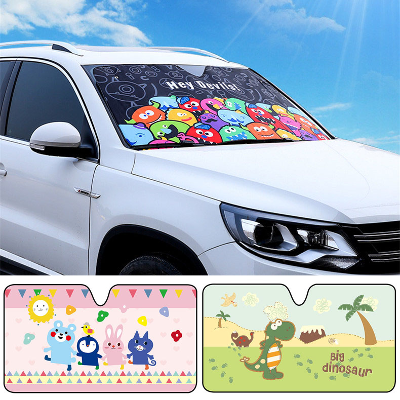 Exit Korean Version Cartoon Car Front Shield Glass Window Sunscreen Sun Shield Aluminum Shield Aluminum Shield Curtain Travel Supplies 