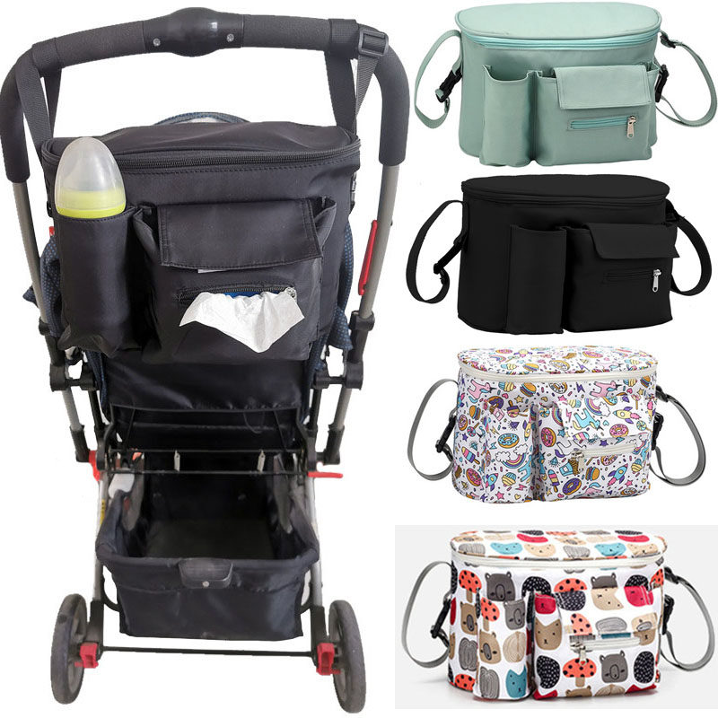 Baby stroller hanging bag Baby bottle cup storage hanging bag BB car umbrella car storage bag can carry large capacity with lid