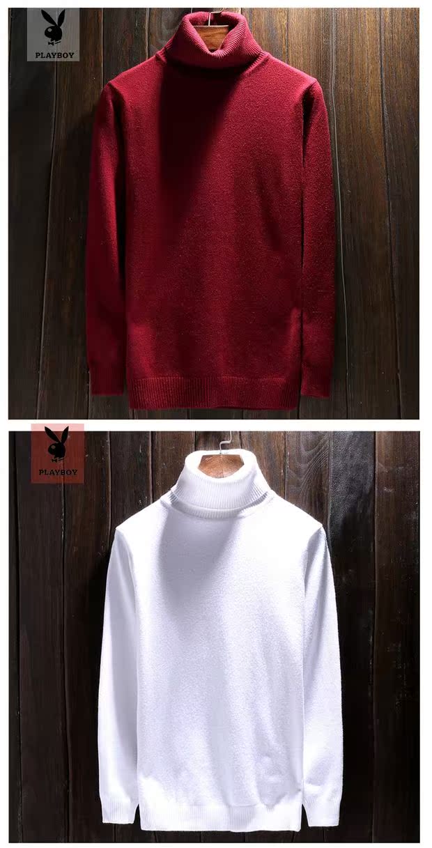 Playboy áo len cashmere cao cổ tinh khiết nam dày Slim Slim Áo len cashmere mùa đông chạm đáy áo len thủy triều áo len nam trung tuổi