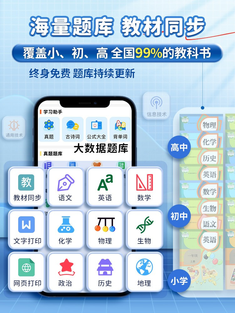 Mini Student Error Correction Printer, Small Portable Pocket Thermal Printer for Home Use, Inkless Photo Organizer