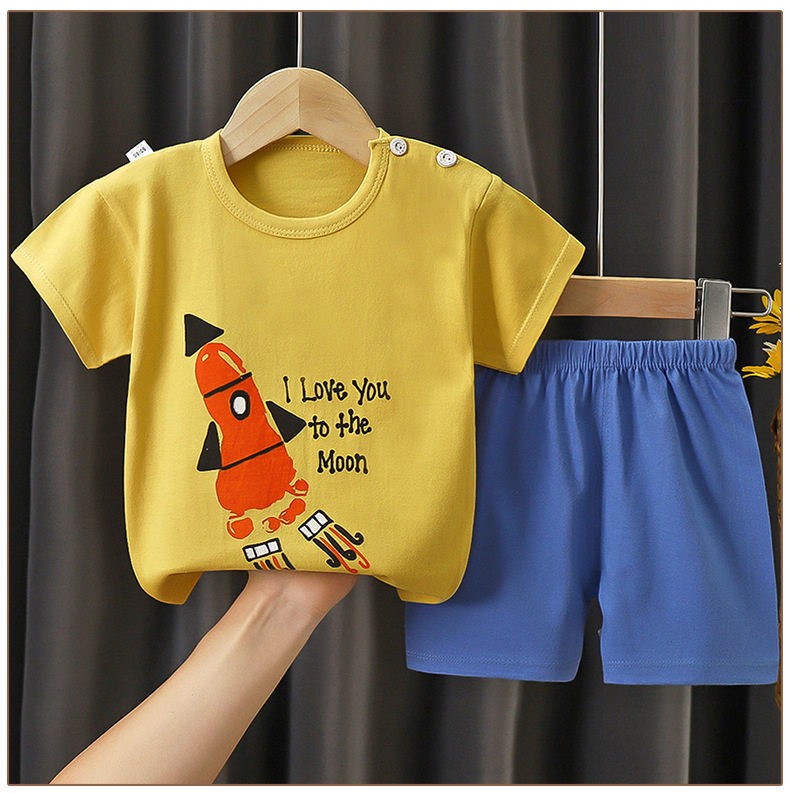 Kids Cotton Short Sleeve Summer Outfit Set - Boys & Girls Korean Style Clothing O1CN01r4Tt9D1XDDAS17qPa !!3314122889