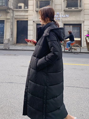 Сверхдлинный длинный зимний пуховик с пухом, куртка, коллекция 2022, в корейском стиле