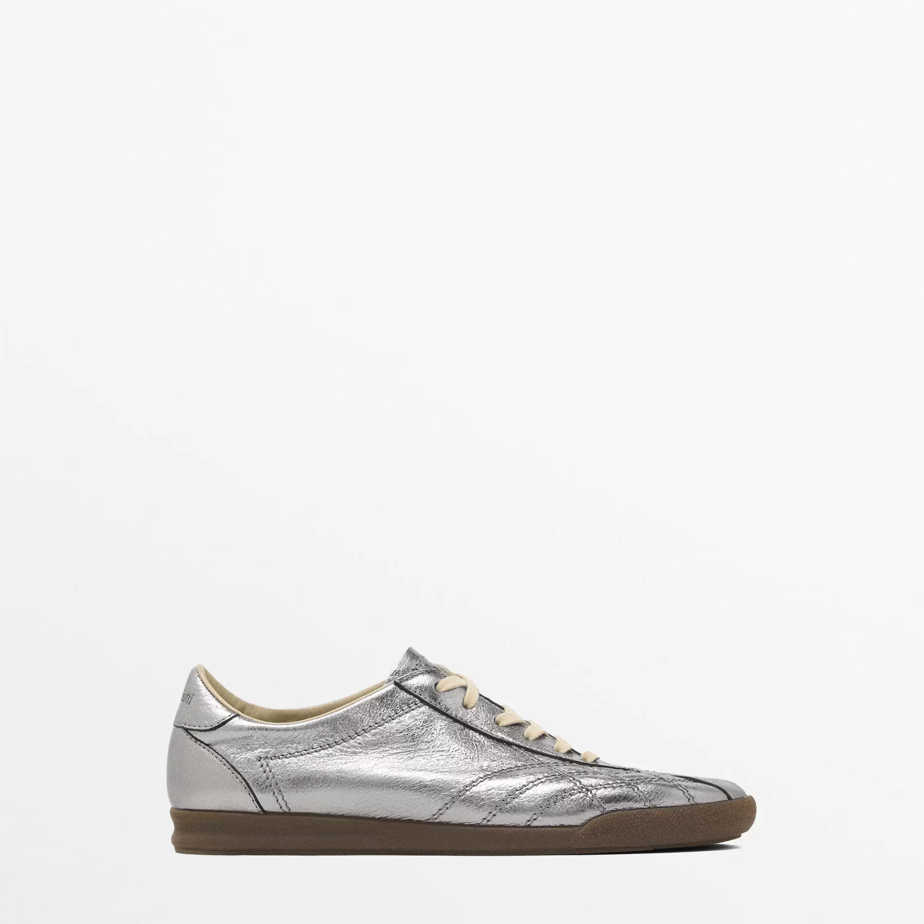 Массио Дут women's shoes silver metallic leather retro тренд модная повседневная обувь на шнуровке кроссовки MD