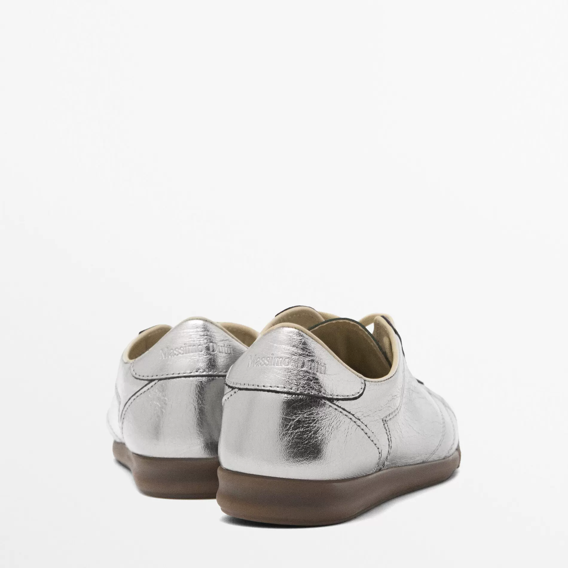 Массио Дут women's shoes silver metallic leather retro тренд модная повседневная обувь на шнуровке кроссовки MD