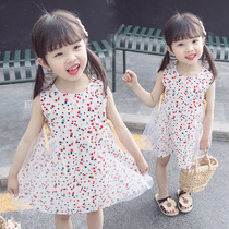 Ultra-ocean girl girl with dress and summer clothing little girl baby skirt 2021 new children harness vest skirt 3 years 5