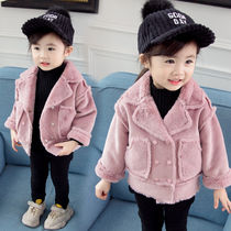 Girls winter clothing jacket Han version 2019 new children plus suede blouses 3 womens baby 2 foreign air autumn and winter clips