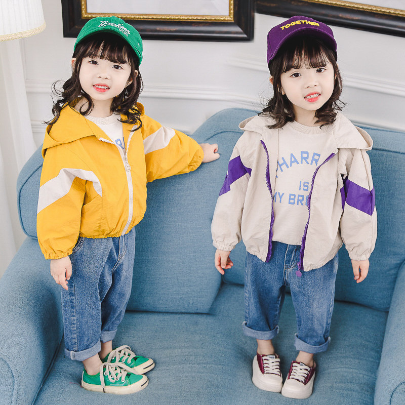 Children's Clothing Girl Han Edition Spring Autumn Season Jacket Female Baby Boy 1-3 Years 2 Foreign Pie Autumn Clothing Collage Jacket Tide