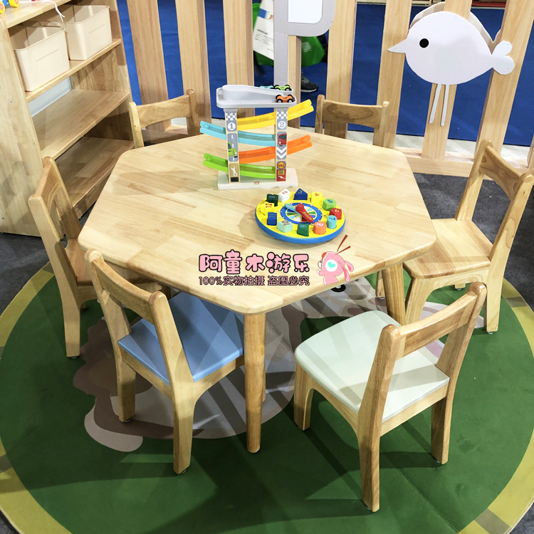 New Kindergarten Solid Wood Quality Oak Square Long Round Table And Chairs Suit Children Study Table Toy Table Drawing Table