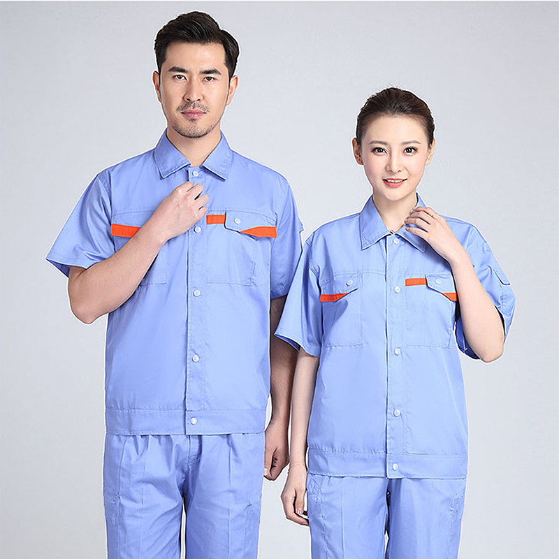 Summer Worksuit Men Short Sleeve Summer Summer Costume Workplace Blue Labor Costume Customized Ultra-thin Breath
