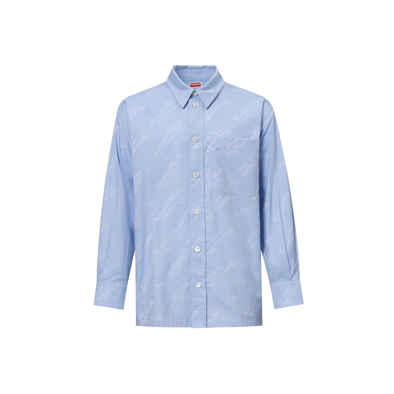 Kenzo Kenzo Takada's New Spring and Summer Men's Fashionable Casual Logo Printed Light Blue Long-Sleeved Shirt