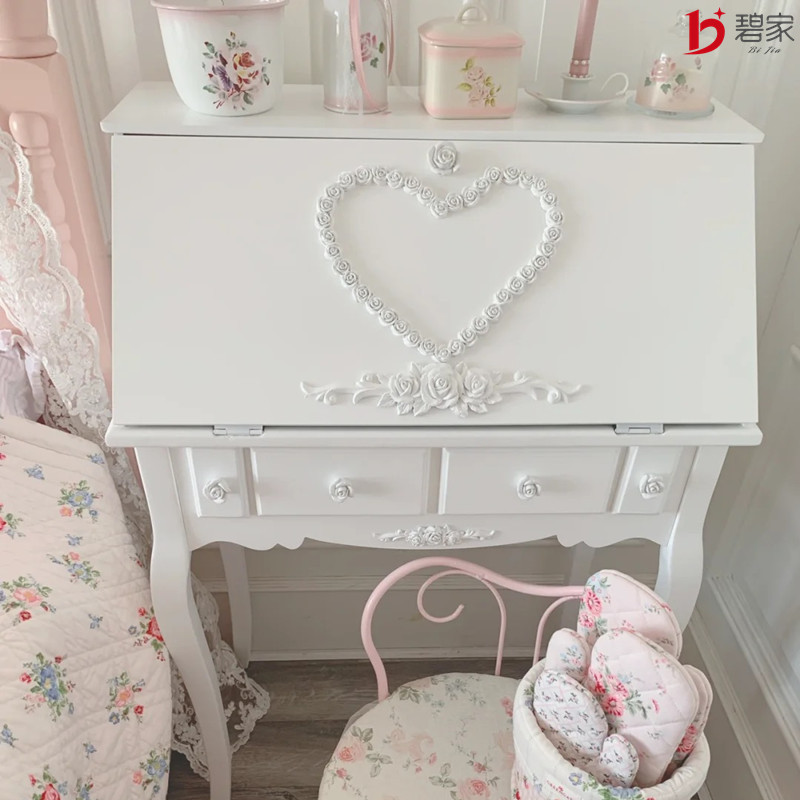 Light French-Style Carved Princess Dressing Table, European-Style Girly Dressing Table, Bedside Table, Small Apartment Dressing Cabinet Light French-Style Carved Princess Dressing Table, European-Style Girly Dressing Table, Bedside Table, Small Apartment Dressing Cabinet