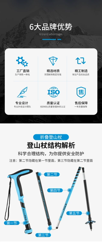 gậy leo núi carbon Câu cá Gấu hợp kim nhôm đi bộ cực chống trơn trượt hình chữ T cực chống trượt gấp di động ngoài trời tay cầm kháng khuẩn gậy leo núi naturehike gậy leo núi carbon