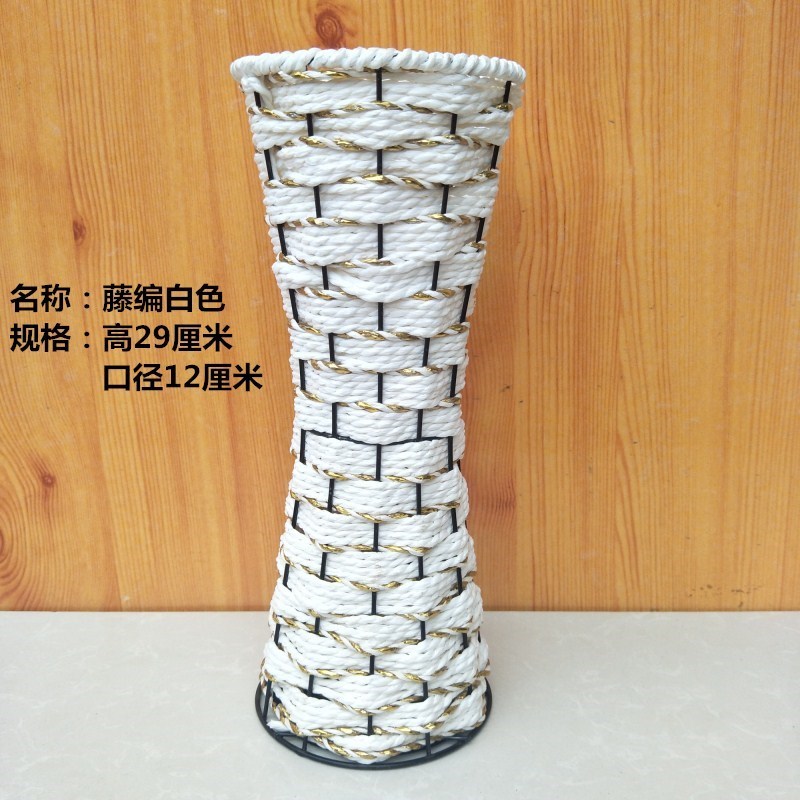 Simulation vines chflower basket plastic flower pot flower flower flower vase white woven vase bamboo woven decoration dried flower iron art flower