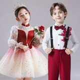Детский костюм для школьников, красное платье, комплект для мальчиков