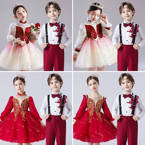 Детский костюм для школьников, красное платье, комплект для мальчиков