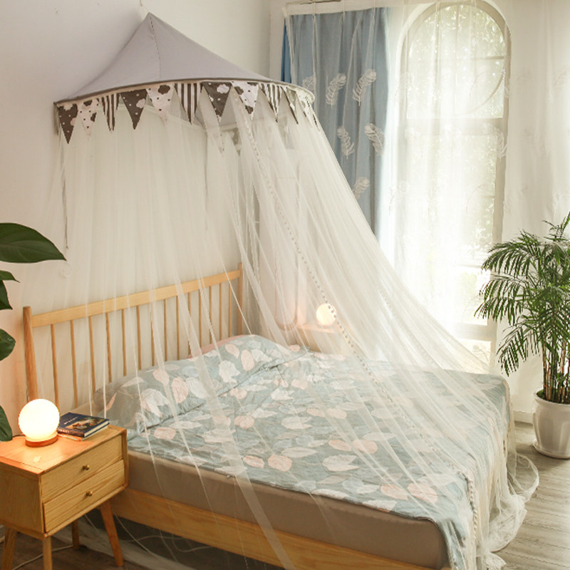 Mosquito net 1 8m1 5m bed home free installation 1 2 2 0 Net red bed curtain round suspended ceiling encryption thick double