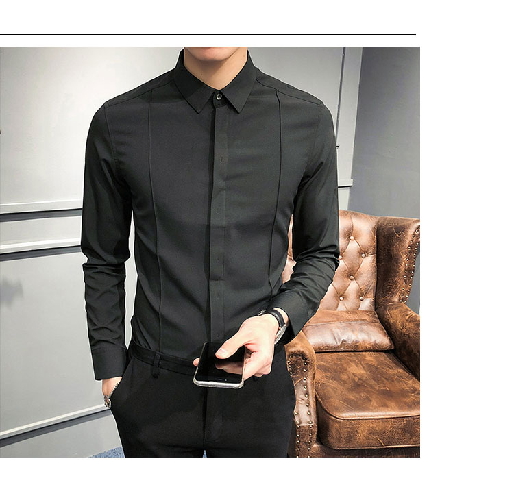 Áo sơ mi dài tay màu sắc giản dị mùa xuân nam phiên bản Hàn Quốc của áo sơ mi nam thời trang Slim xu hướng đẹp trai áo sơ mi Anh đẹp trai - Áo  áo sơ mi nam tay ngắn