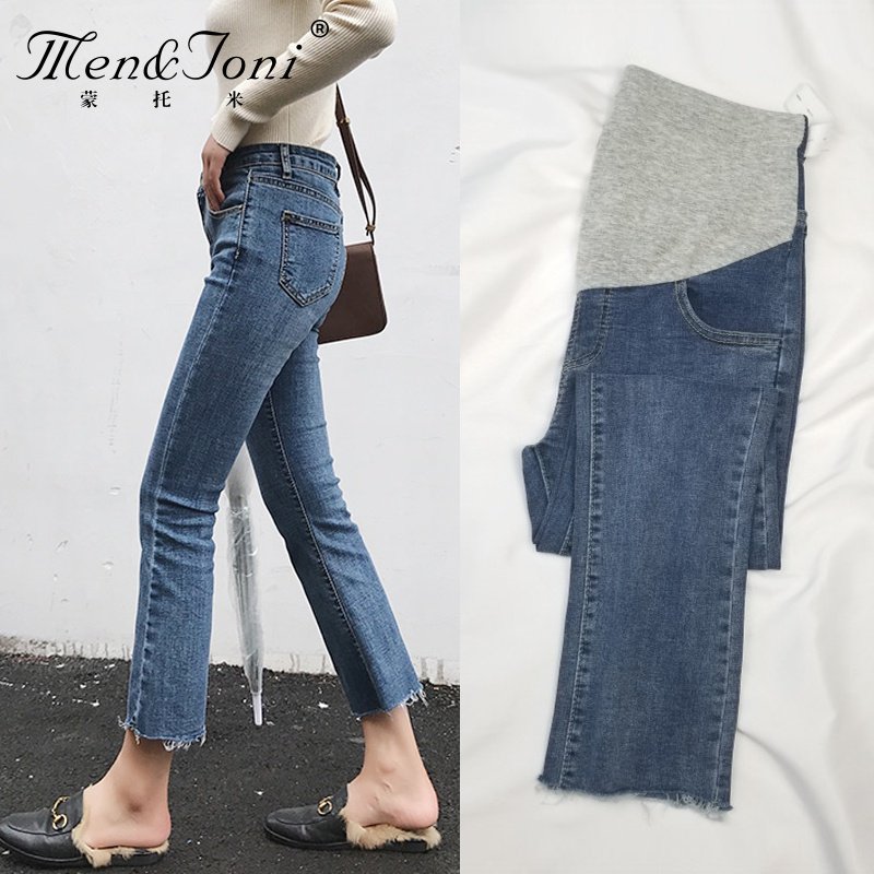 Men & Joni montomi pregnant denim pants Spring and Autumn wear fashion micro horn ankle-length pants belly pants tide