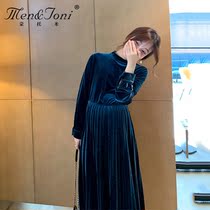 Men & Joni Montomi maternity wear autumn and winter fashion celebrities temperament semi-high collar velvet dress tide mom