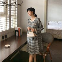 Men & Joni montomi maternity dress Autumn Classic small fragrant style plaid dress long tide mother