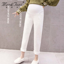 Men & Joni Montomi pregnant women winter pants wearing trousers warm plus velvet corduroy straight pants tide mom