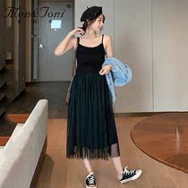 Men & Joni Montomi maternity summer sling net dress Joker Foundation inner tie bottom dress tide