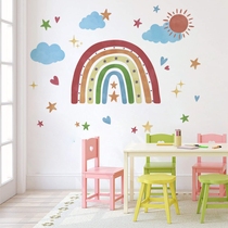 Bohemian Wind Rainbow Clouds Wall Sticker Childrens Room Stars Wall Painting Decoration Cartoon Posting Self-adhesive