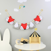 ins Nordic decoration Fox Snow Mountain wooden bead string wall decoration childrens room crib tent bed mantle decoration