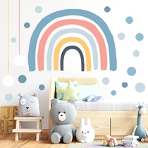 Rainbow dots personality creative cartoon wall stickers living room bedroom childrens room kindergarten background wall sticker painting