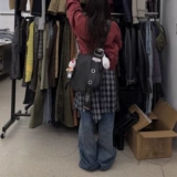 Корейская брендовая сумка через плечо wustaste vacanarchive в стиле ретро с круглым отверстием в стиле панк, мотоциклетная пригородная сумка через плечо