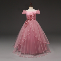 Princess Dress Girl Fluffy Yarn Birthday Child Evening Gown Flower Boy Little Host Wedding Dress Piano for Spring Summer