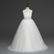 Children Gown Girl Tug Tail Dress Evening Dress Princess Long Dress Autumn CUHK Childrens Piano Performance Chair White Wedding Dresses Dress