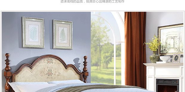cổ điển retro gỗ vẽ tay Mỹ sơn 1,5m giường đôi cạnh giường ngủ bộ kết hợp bảng phòng ngủ của dòng - Giường giường đôi