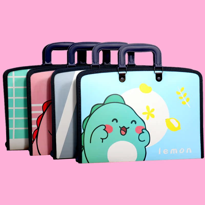 Cartoon Cute Students Multi-Position Pack A4 Large Capacity Spaces Hand Supplement Class Bag bag Thickened Waterproof Exam Paper Bag