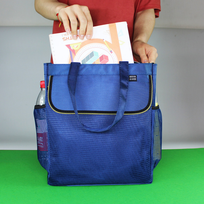 Korean version of Oxford cloth large bento with men and women file bag student lunch bento bag waterproof tote bag information bag