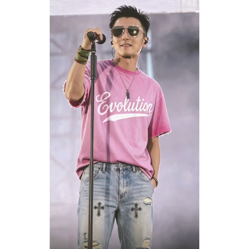 Nicholas Tse Evolution Concert Merchandise Butterfly-Themed Pure Cotton Short-Sleeve Pink T-Shirt Support Clothing for Shenyang Nicholas Tse Evolution Concert Merchandise Butterfly-Themed Pure Cotton Short-Sleeve Pink T-Shirt Support Clothing for Shenyang