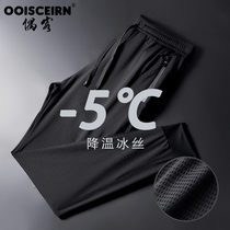 2021 net red pants male trembles ultra-thin Quick Dry Ice Silk breathable leg thick summer Tide brand ankle-length pants sunscreen pants