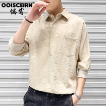 7-point sleeve shirt men loose Net Red very fairy coat lazy wind male harbor wind top thin chiffon shirt sleeve C
