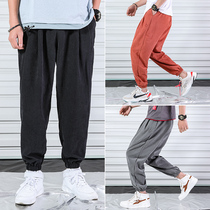 Net red pants male trembles with high school students loose Tide brand no Iron Beam feet Harlan sports ankle-length pants summer soil