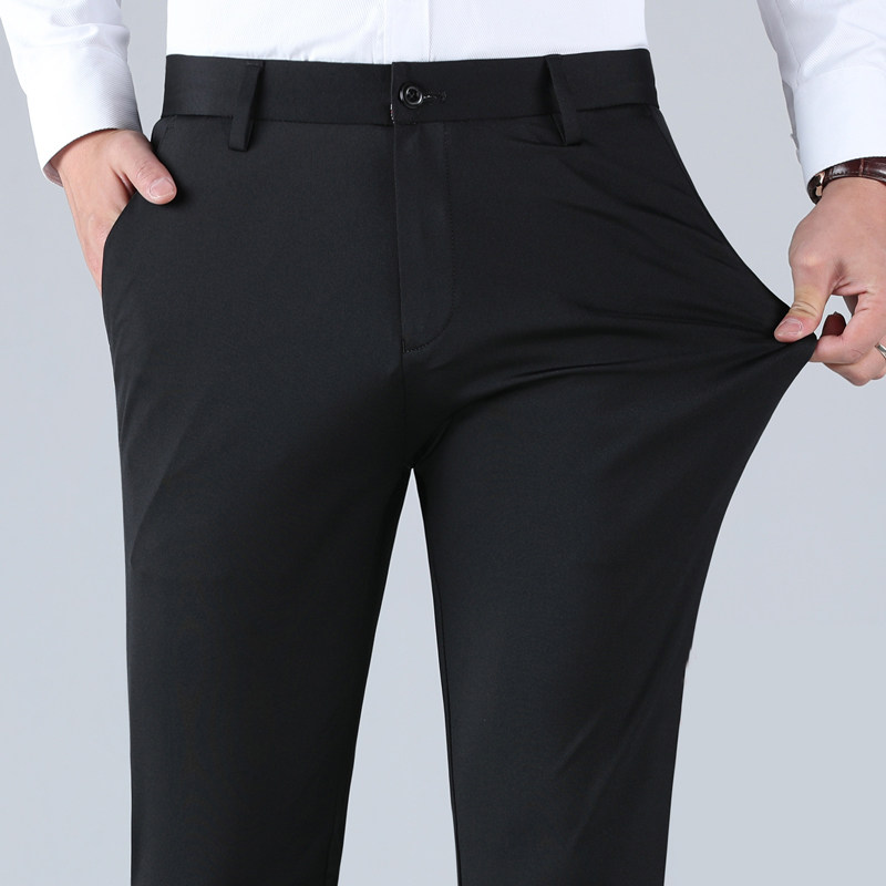 All-match trousers men's business formal four-sided elastic professional suit pants elastic soil ins loose straight summer thin t