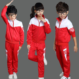 新款幼儿园园服春秋套装红色秋冬装老师运动服