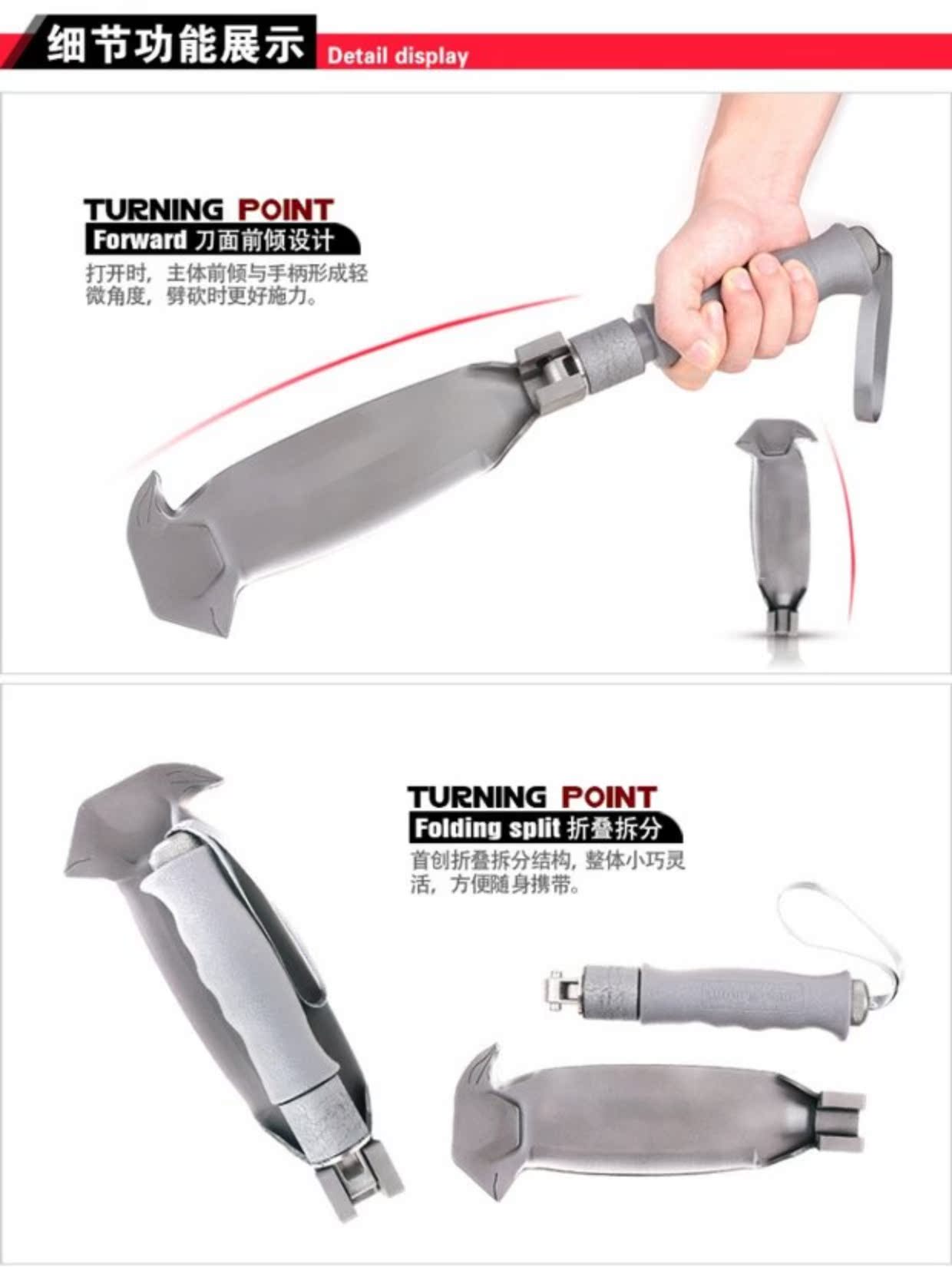 Đức Lưỡi dao quay Suzaku ngoài trời đa chức năng dao gấp công cụ tự vệ hatchet kỹ thuật xẻng - Công cụ Knift / công cụ đa mục đích kìm đa năng