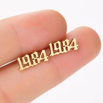 Jisensp Stainless Steel Earrings Simple Design Year Number