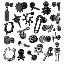 Pair Multi-style Black Gothic Stud Earrings For Men Women