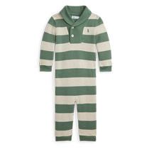 Ralph Lauren Baby Fall 24 Ribbed Cotton Green Fruit Collar Jumpsuit RL42226